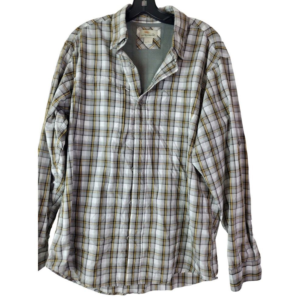 Bob‎ Timberlake Men's L White Gray Plaid Long Sleeve Vented Shirt